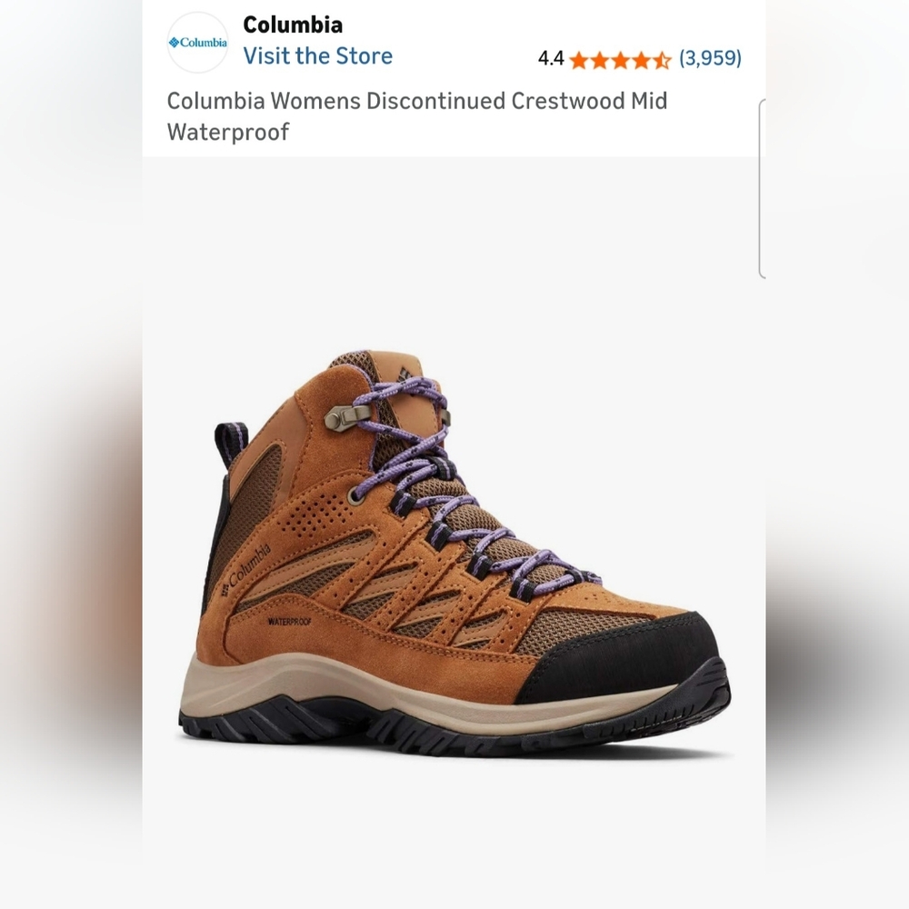 Columbia Women's Crestwood Mid Waterproof Hiking Shoes -Dark Truffle, Plum,  9.5